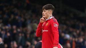 Alejandro Garnacho celebrando su gol frente al Leeds United (0-2)