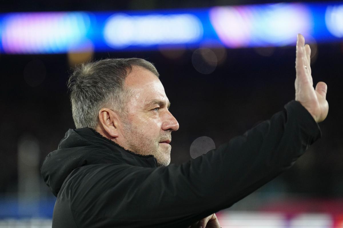 Hansi Flick, durante el encuentro de Champions entre Barça y Copenhague