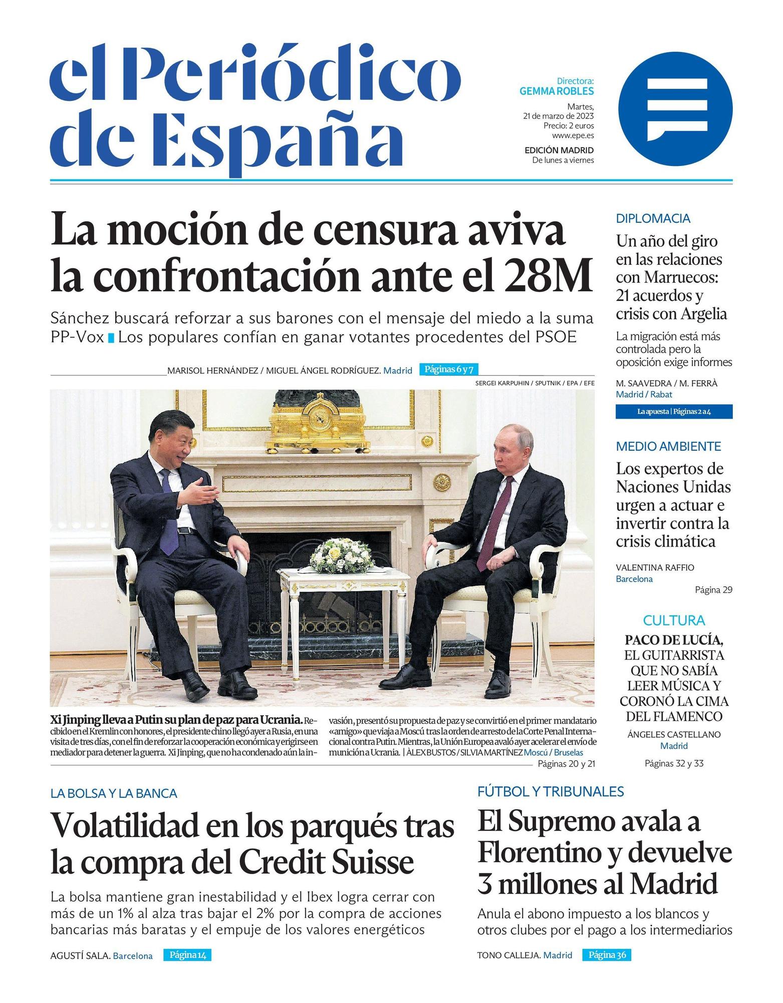 EL PERIÓDICO DE ESPAÑA de hoy martes 21 de marzo de 2023