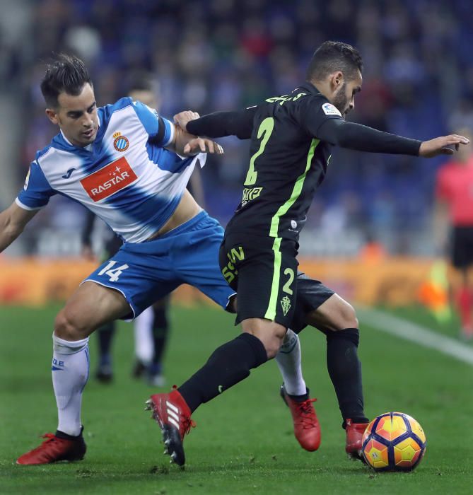 El partido entre el Espanyol y el Sporting, en imágenes