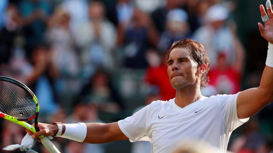 Rafa Nadal celebra la victoria ante Yuichi Sugita.