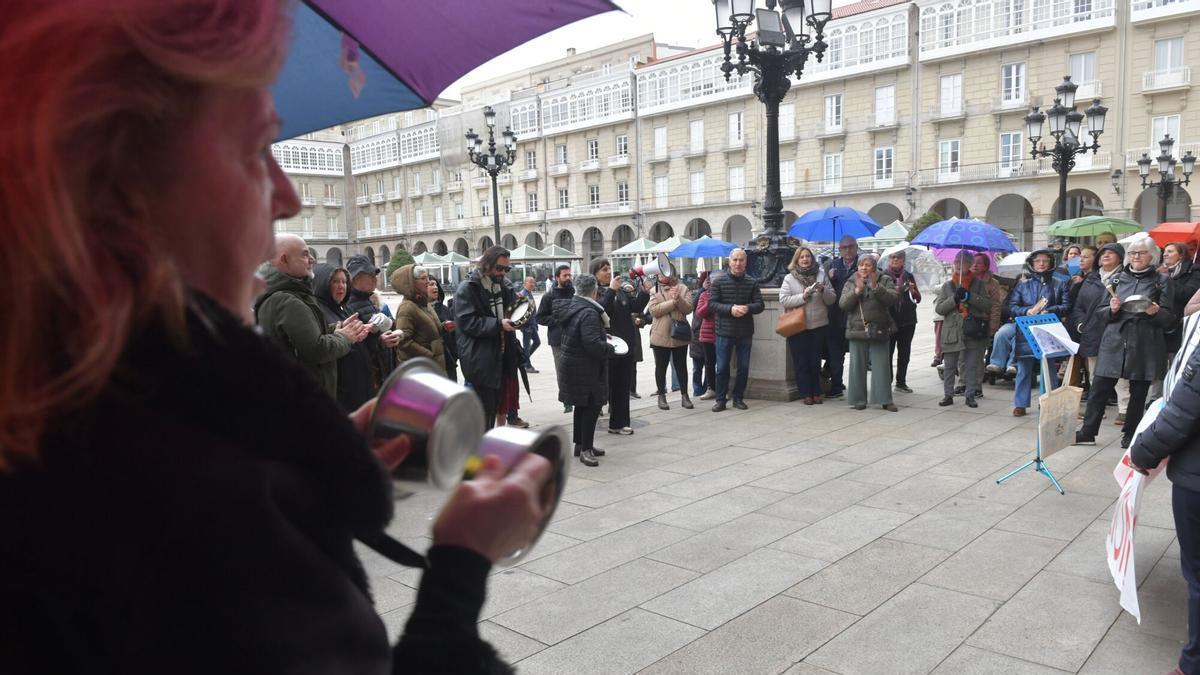 Protesta de trabajadores del programa Lecer, que sufrieron impagos de sueldo.