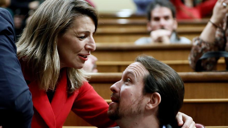 Yolanda Díaz y Pablo Iglesias.