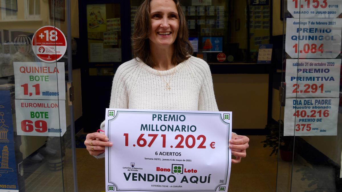 Premio millonario de la Bonoloto en Os Mallos, vendido en la administración de Loterías Tiqué, en la calle Eugenio Carré.