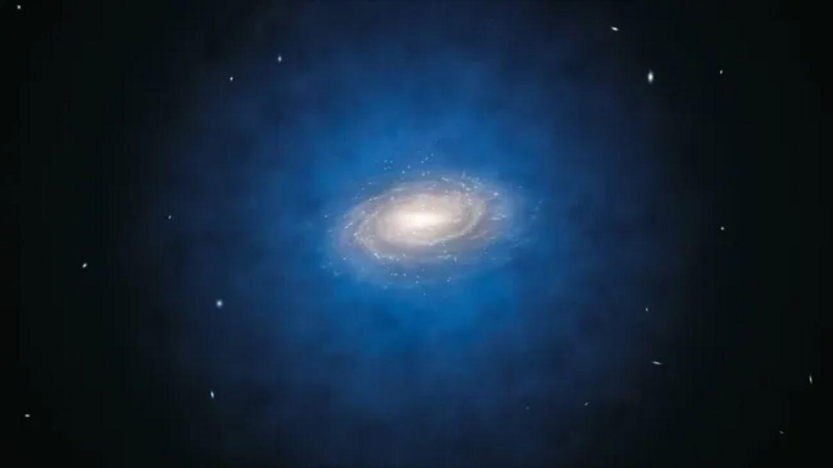 Recreación artística del halo de materia oscura que rodea a la Vía Láctea.