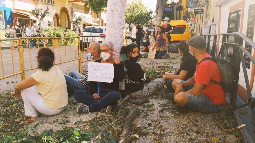 Un amplio dispositivo policial supervisa la tala de árboles en La Cala del Moral