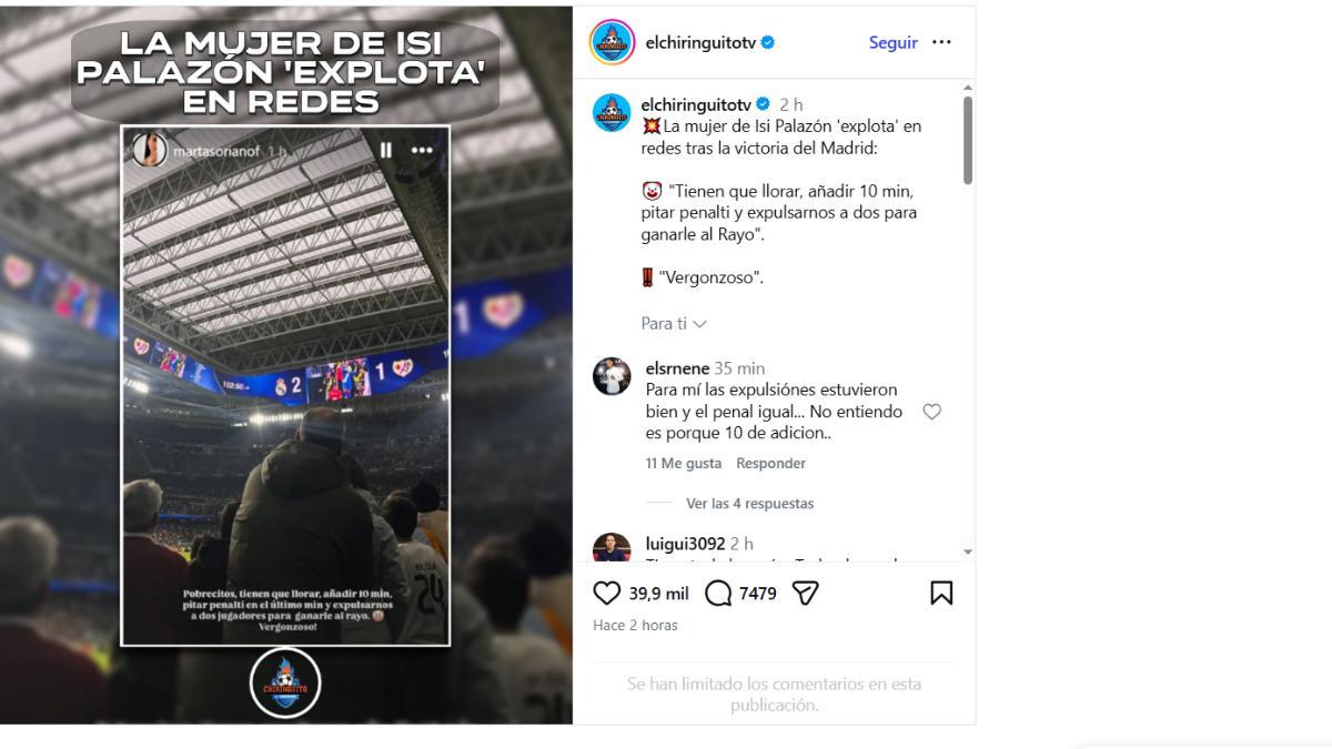 El mensaje de Marta Soriano, esposa de Isi Palazón