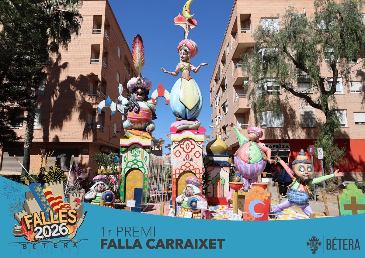 La falla Carraixet de Bétera consigue el primer premio en el monumento grande.
