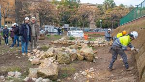 Visita de obras en la intervención del yacimiento romano del Camí de la Fonteta de Tarragona.