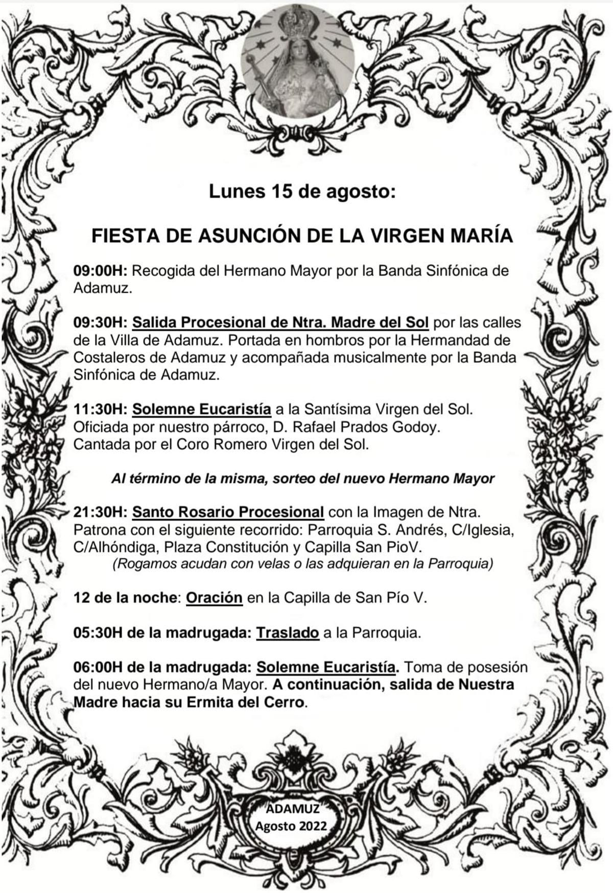 «La Virgen de Agosto es la fiesta más esperada por los adamuceños»