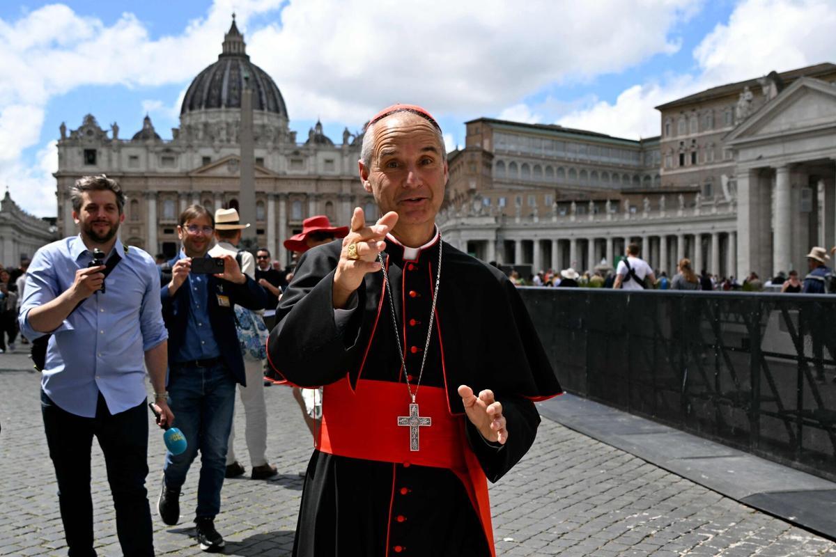 Franco-Algerian cardinal Jean-Paul Vesco leaves after a congregation meeting at The Vatican, on May 6, 2025. (Photo by Filippo MONTEFORTE / AFP)