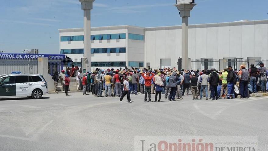 Protesta hortofrutícola en una empresa de El Raal