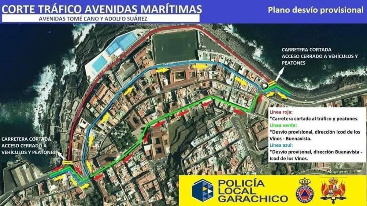 Información sobre el corte de tráfico.