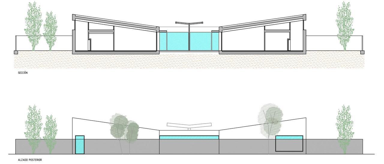 Sección y alzado de la futura escuela infantil de Ponteareas.