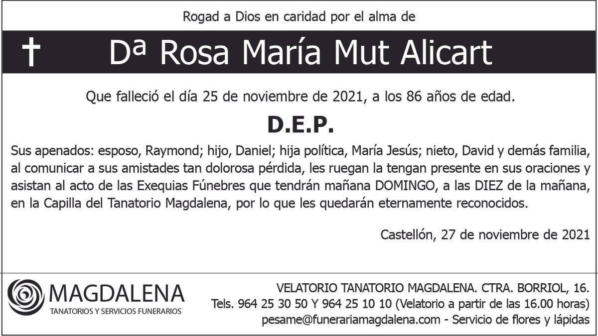 Dª Rosa María Mut Alicart