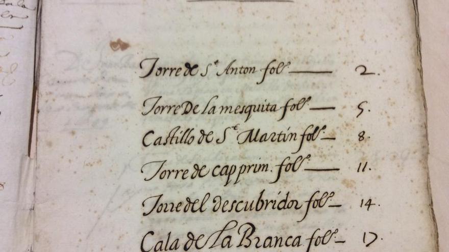 Un documento inédito de 1629 detalla las guarniciones de las torres vigía de Xàbia