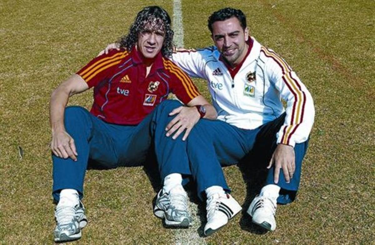 Compenetració 8 Puyol i Xavi, ahir a Potchefstroom. Compenetració 8 Puyol i Xavi, ahir a Potchefstroom.