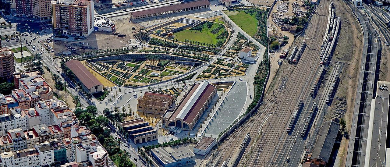 El Parc Central urbanizado al 40% en espera del soterramiento de las vías. | S.V.P.C.