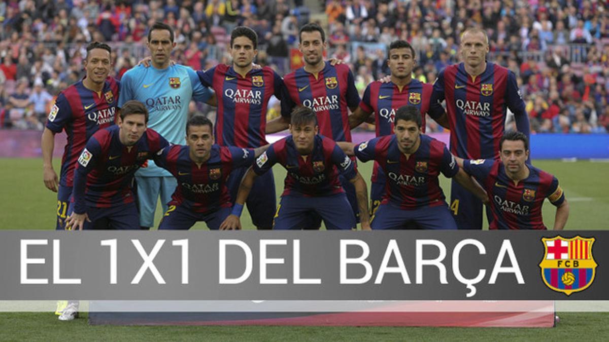 El once inicial del Barça frente al Getafe en el 6-0 del Camp Nou de la Liga BBVA 2014-15