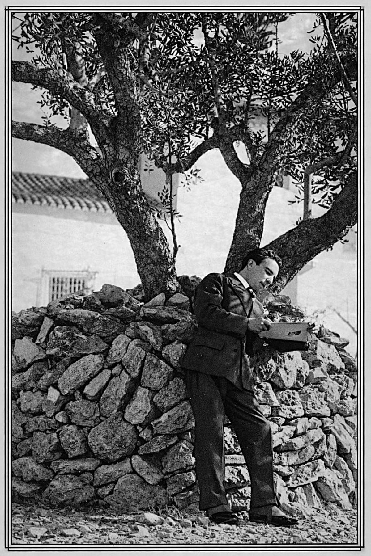 Armand Guerra en una foto rescatada recientemente, bajo de una olivera.