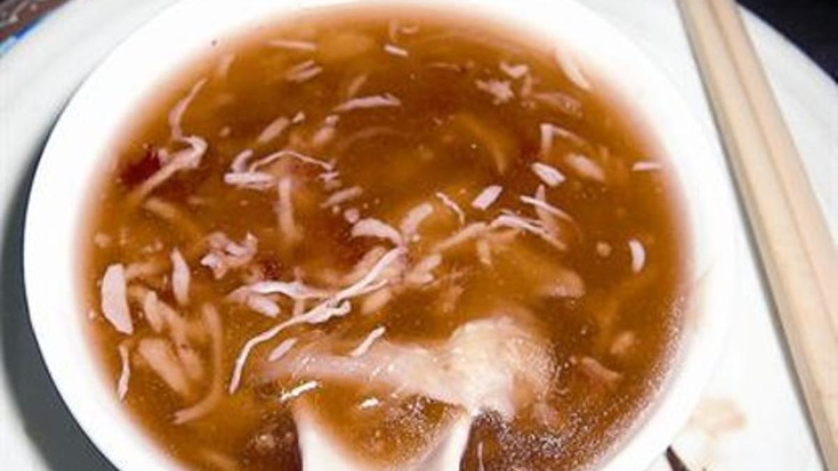 Sopa de aleta de tiburón, un derroche ecológico de sabor exquisito.