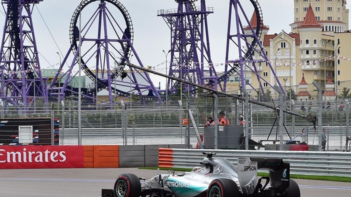 Lewis Hamilton, durante el Gran Premio de Rusia.