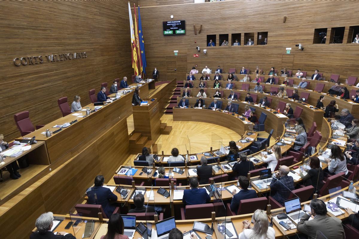 Imagen de archivo de un momento del plenario de Les Corts Valencianes.