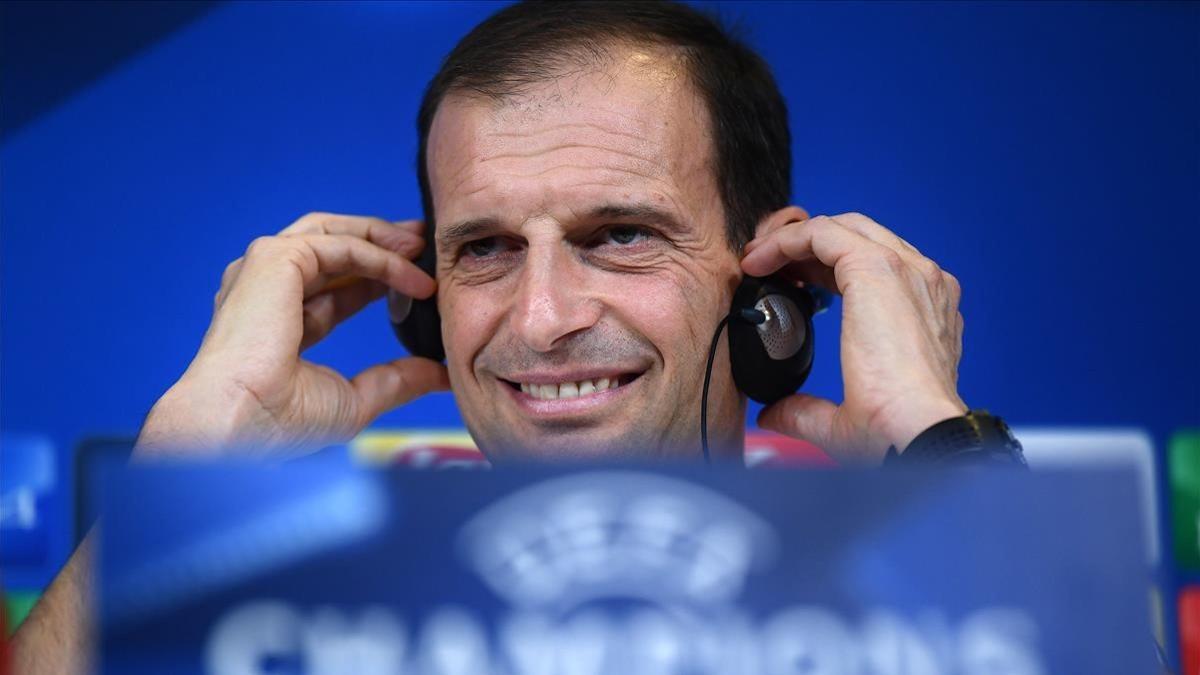 Allegri, en Turín durante la rueda de prensa previa al duelo con el Barcelona.