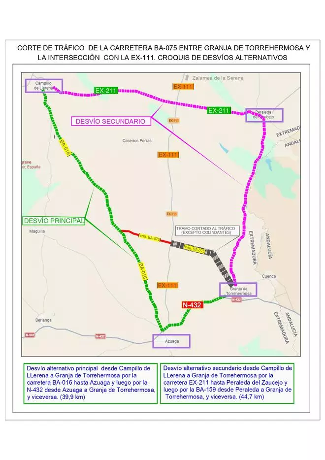 La carretera BA-075 permanecerá cerrada al tráfico hasta el 5 de diciembre por obras de seguridad vial