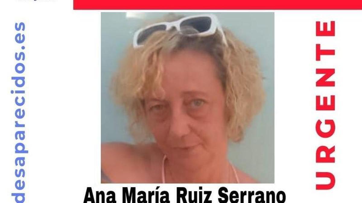 Cartel de la Asociación SOS Desaparecidos con la imagen de Ana María Ruiz Serrano