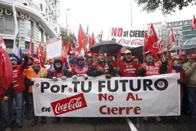 Marcha de los trabajadores de Coca-Cola contra el ERE