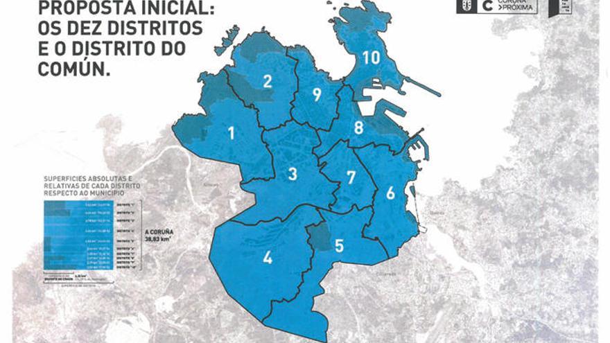 Los 10 nuevos distritos de A Coruña: busca en cuál está tu calle