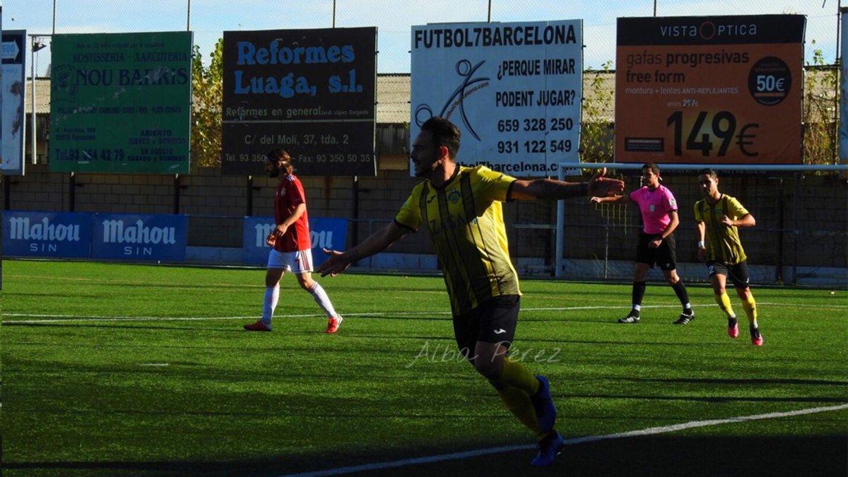 García celebra el gol contra el Manresa