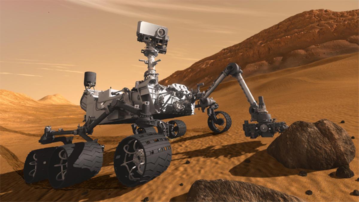 Imatges de la simulació de l’aterratge del ’Curiosity’ a Mart.