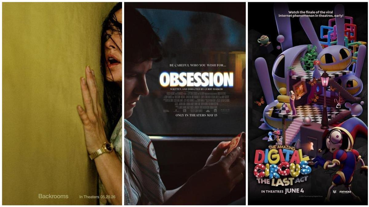 Posters de las películas 'Backrooms', 'Obsession' y 'El asombroso circo digital: El último acto'