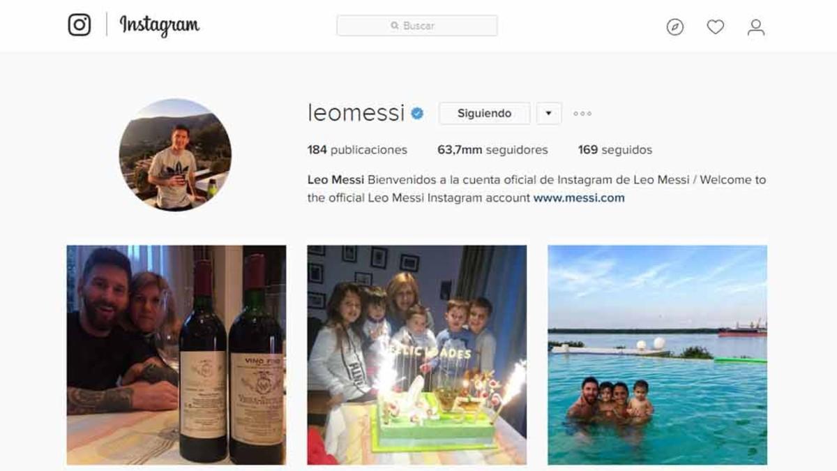 La página de Messi en Instagram