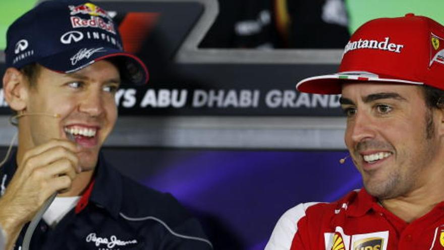 Vettel y Alonso, en la rueda de prensa.