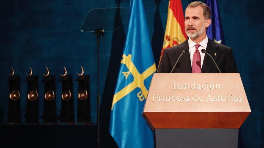 El Rey Felipe VI, en el acto de ceremonia de entrega de los Premios Princesa de Asturias