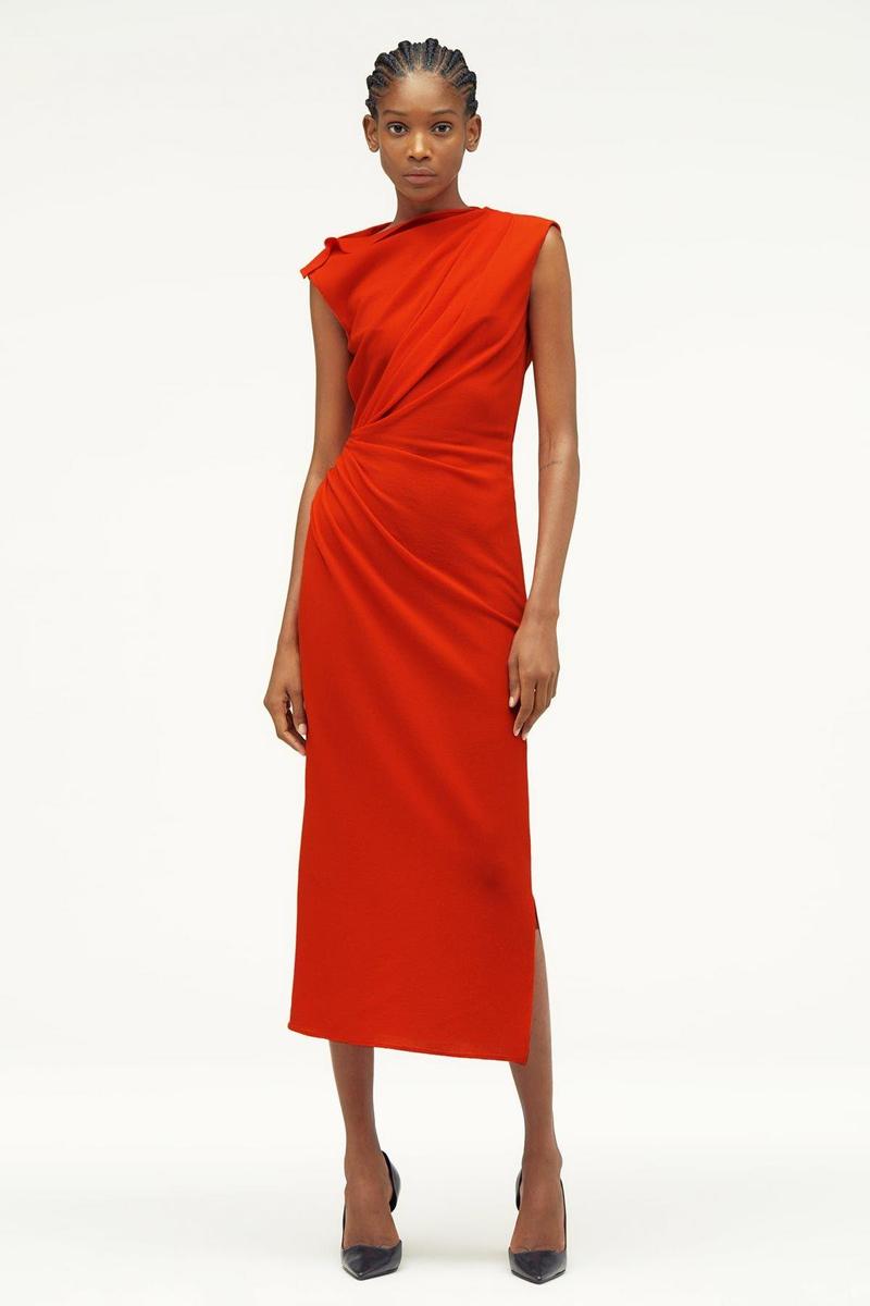 Vestido midi con frunces, de Narciso Rodriguez x Zara