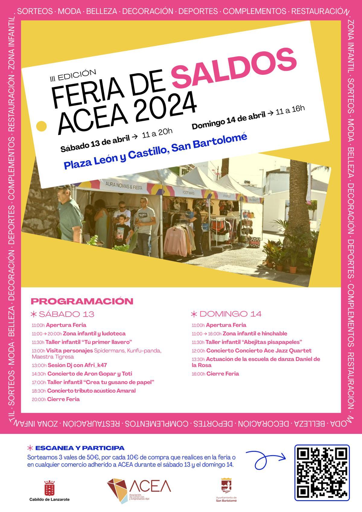 Programa de la III Feria Insular de Saldos que se celebrará en San Bartolomé.