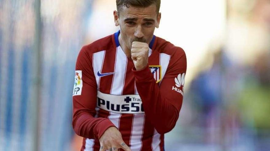 Griezmann dedica el gol a su hija recién nacida. // Efe