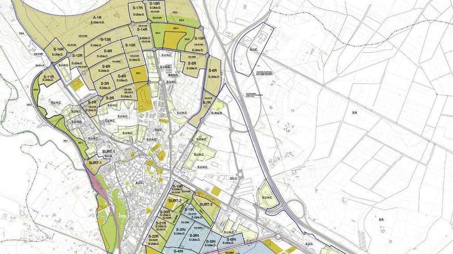 Plano del desarrollo sectorial del Plan General de Ordenación Urbana que será modificado