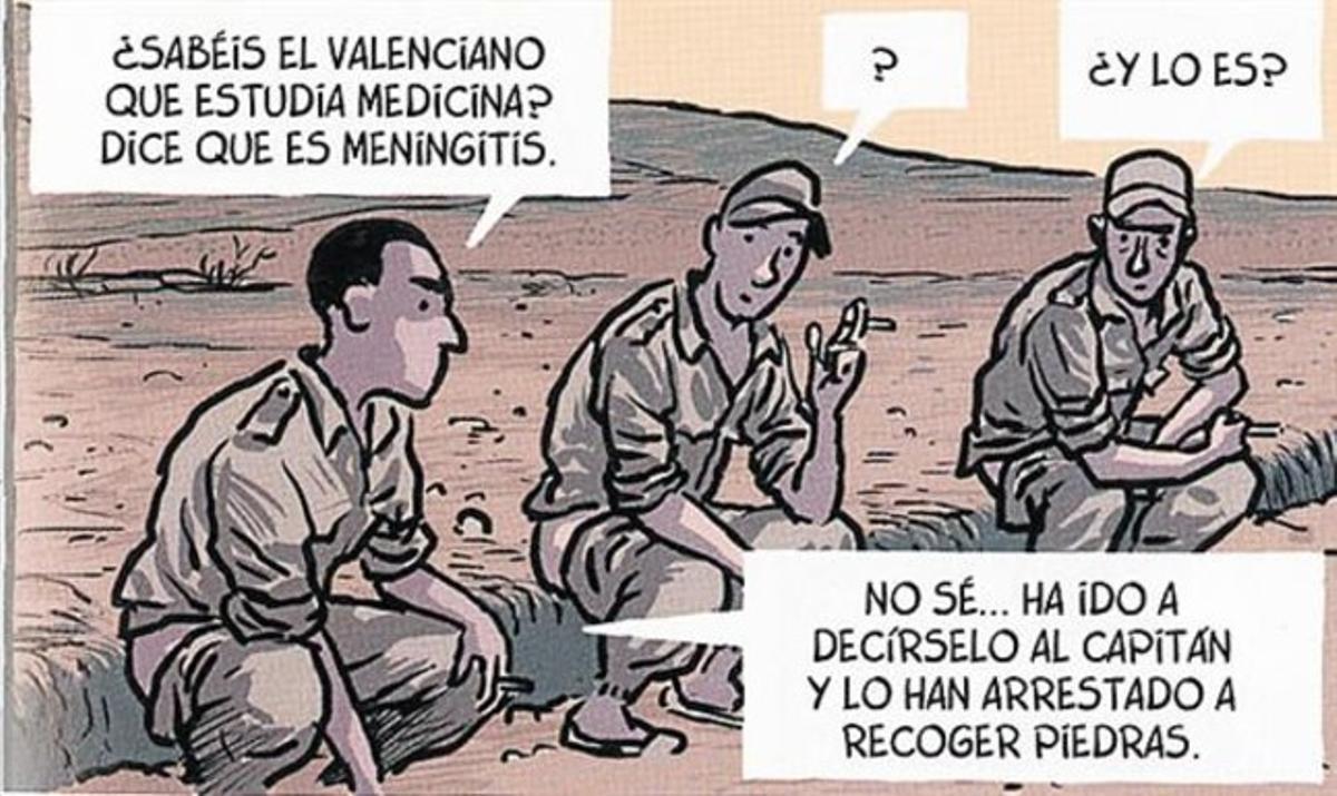 El dibuixant Jaime Martín, ahir a Barcelona, gira l’esquena a una escopeta (de mentida).