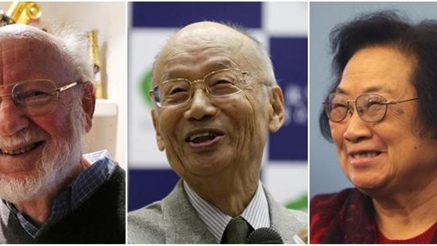 William Campbell,  Shatoshi Omura y Tu Youyou.