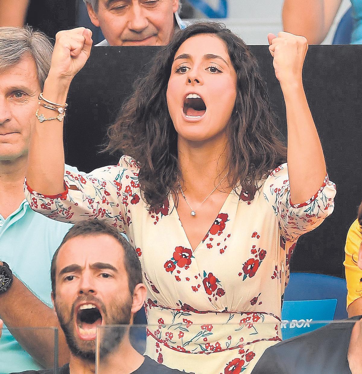 Mery Perelló, animando a Rafa Nadal en un encuentro