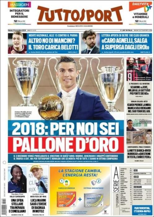 Portada TUTTOSPORT sábado 10 de noviembre 2018