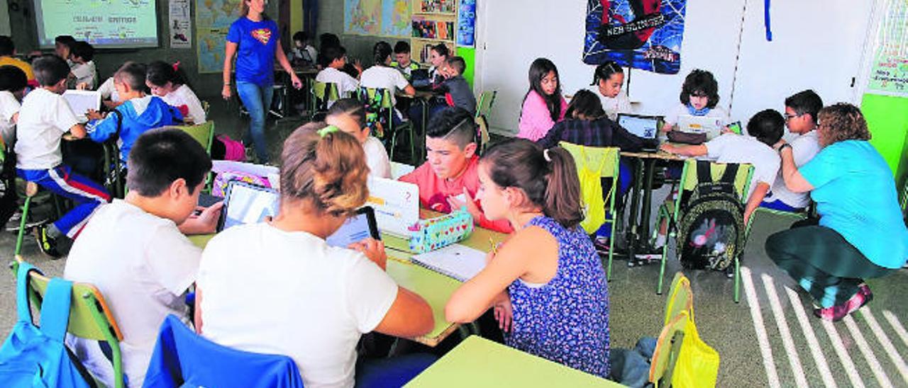 Una clase canaria antes del cierre de los colegios por el inicio del confinamiento.