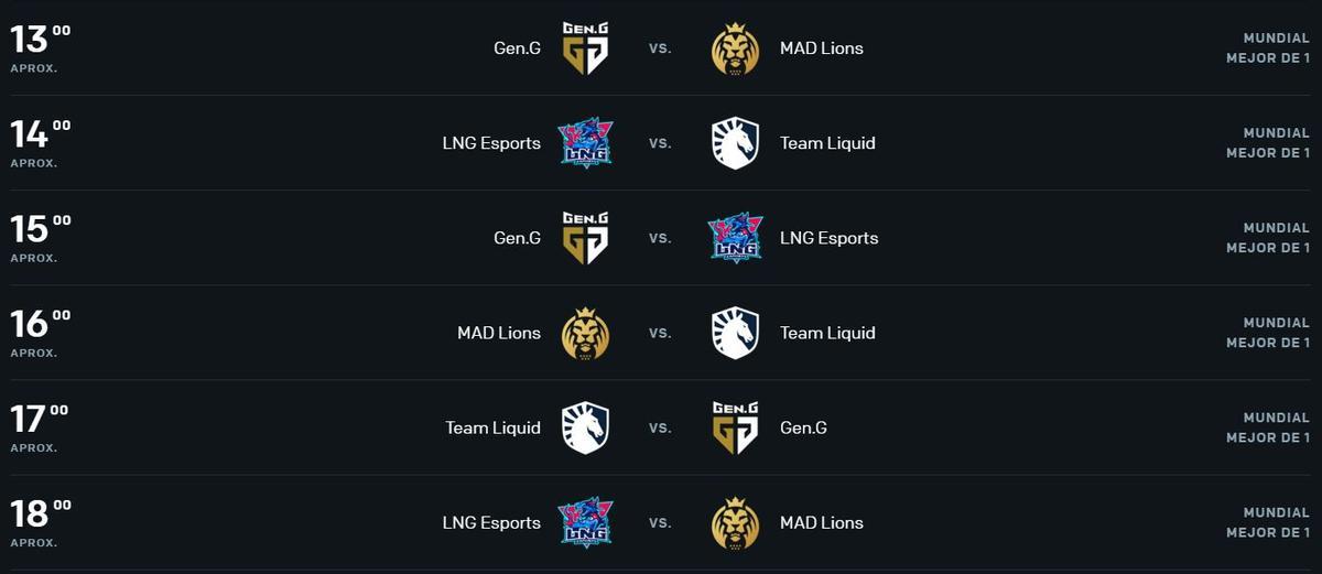 Horario de la última jornada del grupo de MAD Lions