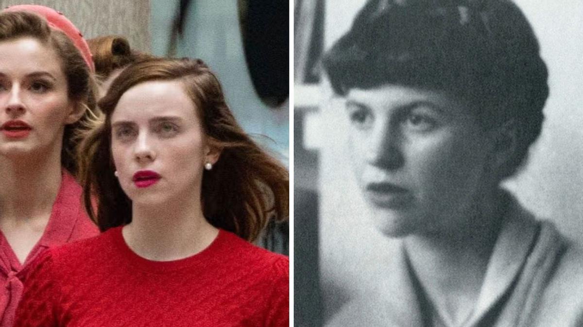 Billie Eilish en la adaptación de 'La campana de cristal' (izquierda) junto a un retrato de la poeta Sylvia Plath.