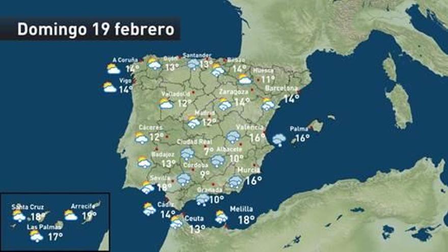 Mapa de la previsión para el domingo